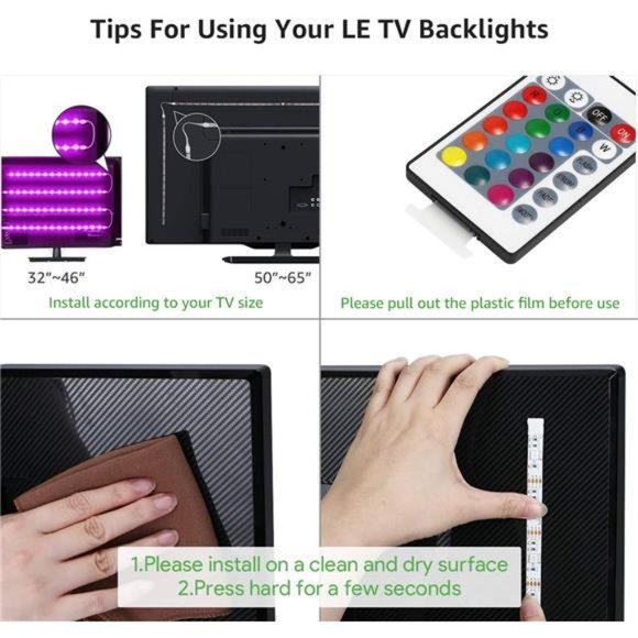 LED Strip Lights for TV,6.56Ft RGB Color Changing TV Backlights with Remote - Picture 4 of 6